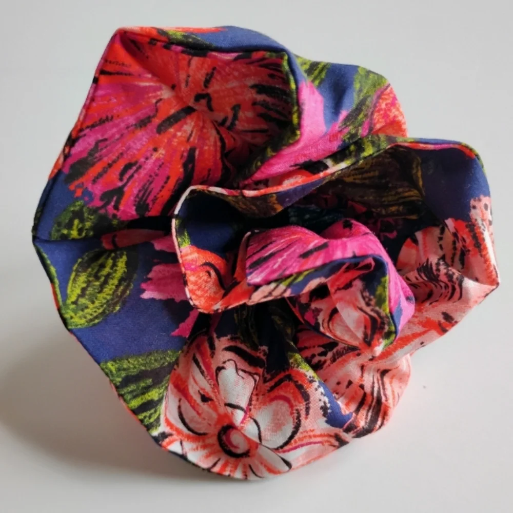 Liberty Art Fabric Tana Lawn Scrunchie Grenada Blooms Blue Orange Pink Floral
